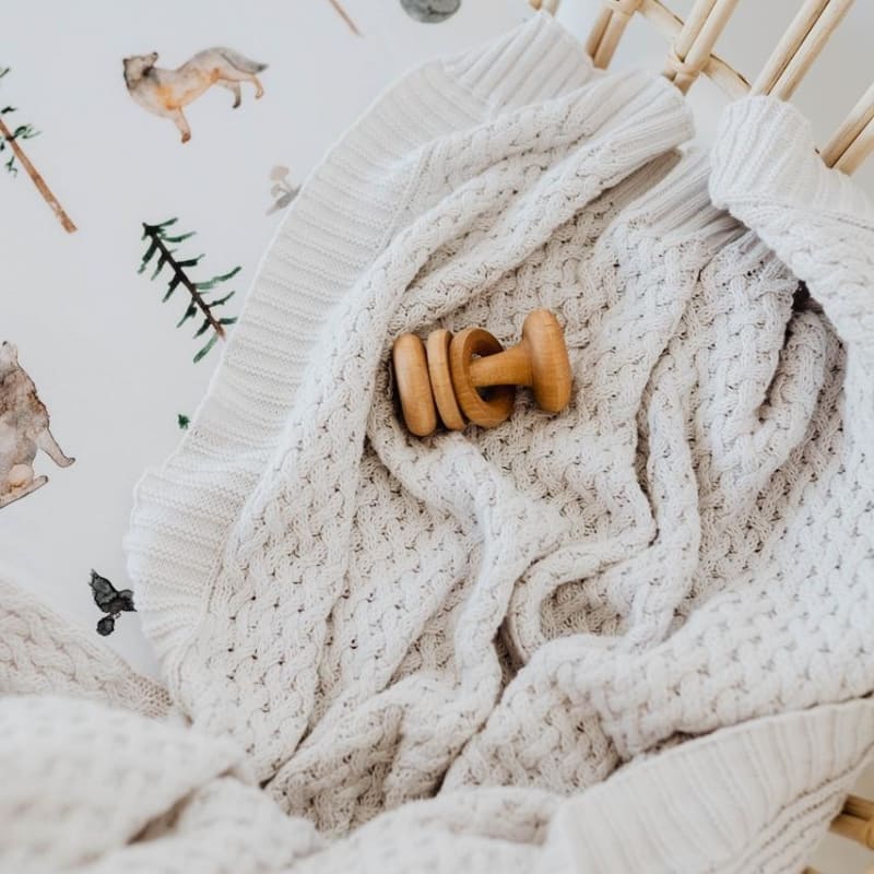 Warm Grey Diamond Knit Baby Blanket - Snuggle Hunny KIds